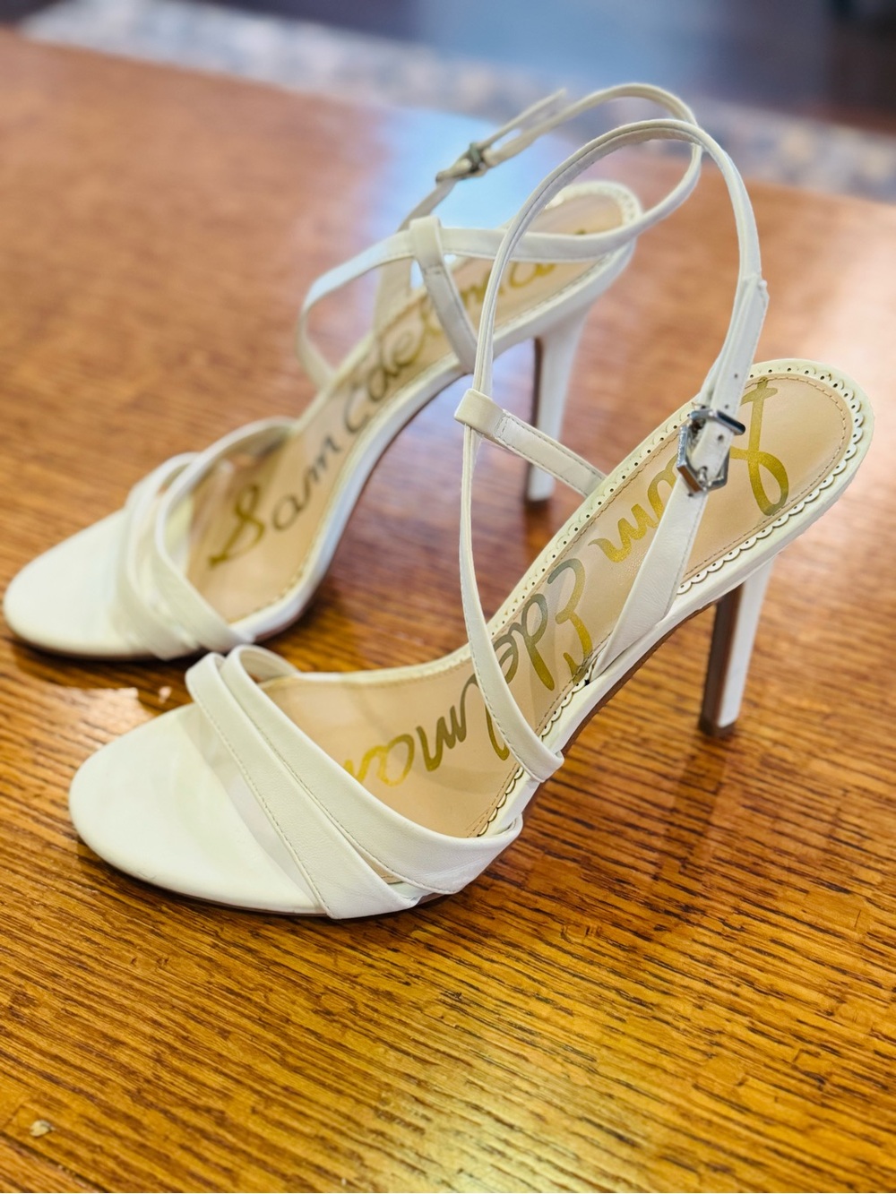 Sam Edelman White Leather Strappy Stiletto Sandals